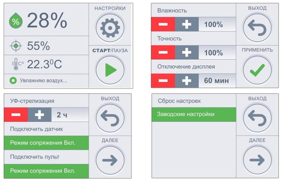 Интерфейс сенсорной панели увлажнителя ЕА