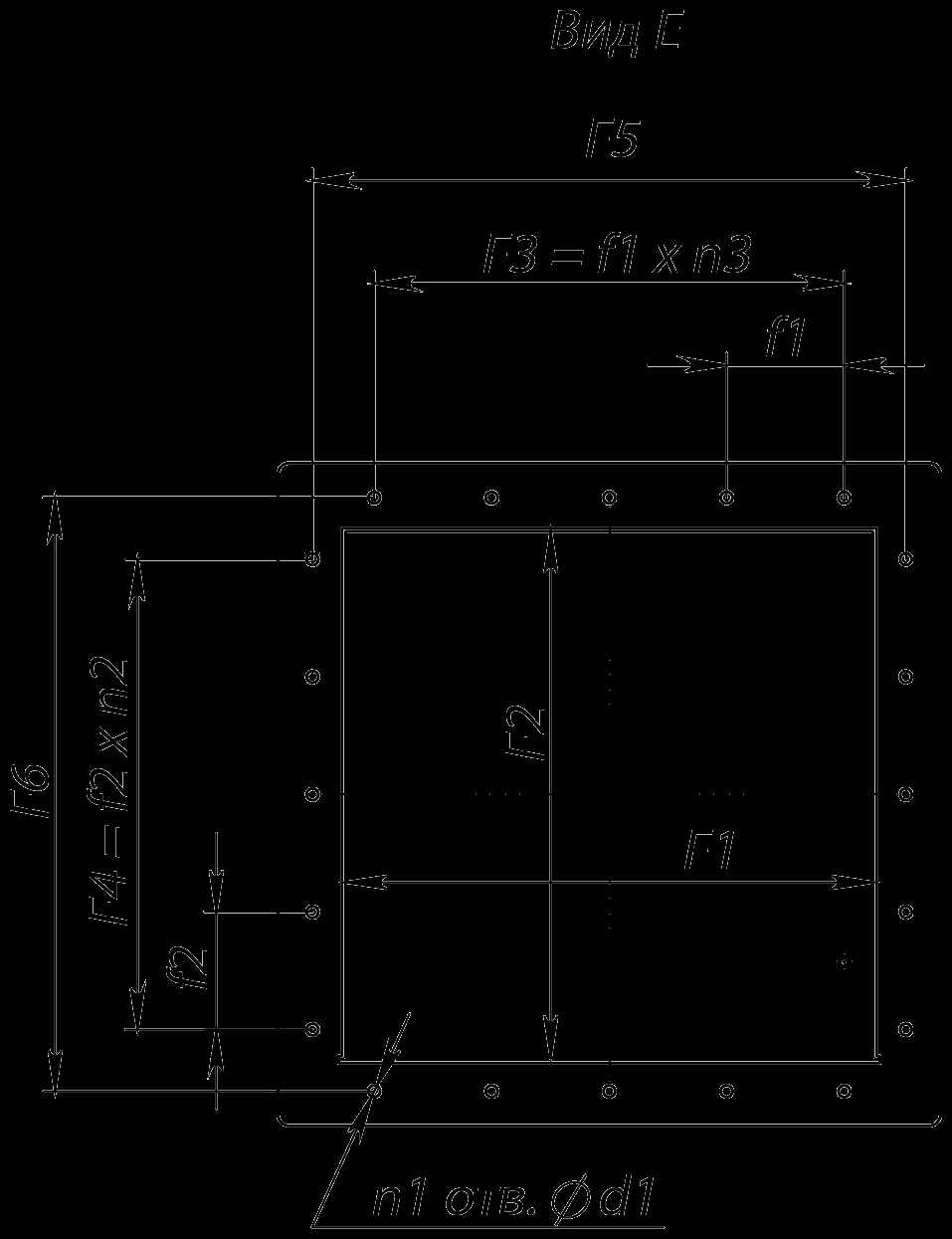 Габаритные и присоединительные размеры радиального вентилятора ВЦ 14-46 №6,3, Исполнение 1